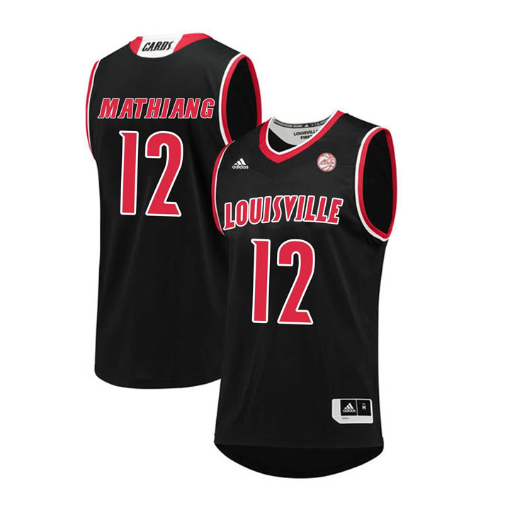 Louisville Cardinals 12 Mangok Mathiang Black College Basketball Jersey Dzhi